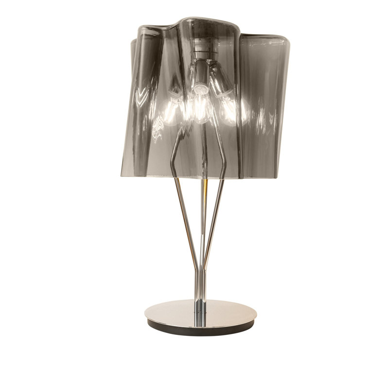 Logico 17'' Gray Hand-Blown Glass Table Lamp with Chrome Finish