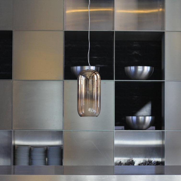 Mini Drum Energy Star Copper Pendant with White Glass Shade