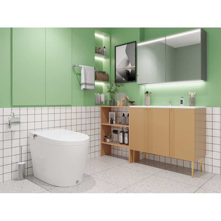 White Elongated Smart Toilet with Heated Seat and Night Light