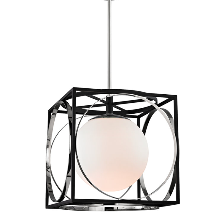Transitional Polished Nickel Globe Pendant Light 18.5" H