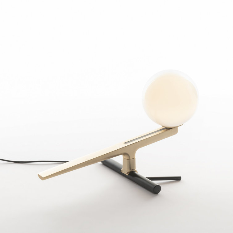 Elegant Swallow Perch 9cm White Glass & Brass LED Table Lamp