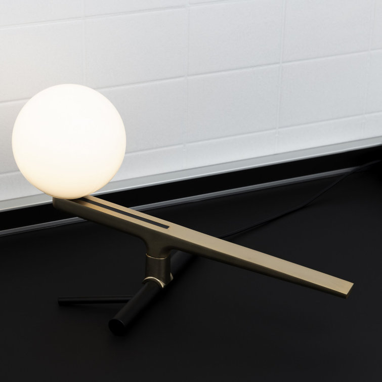 Elegant Swallow Perch 9cm White Glass & Brass LED Table Lamp