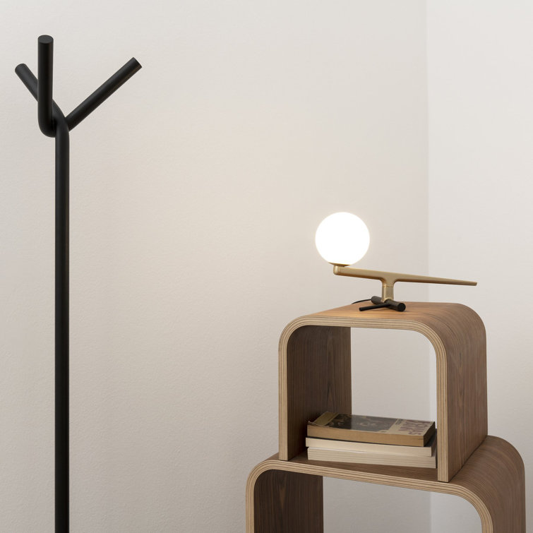 Elegant Swallow Perch 9cm White Glass & Brass LED Table Lamp