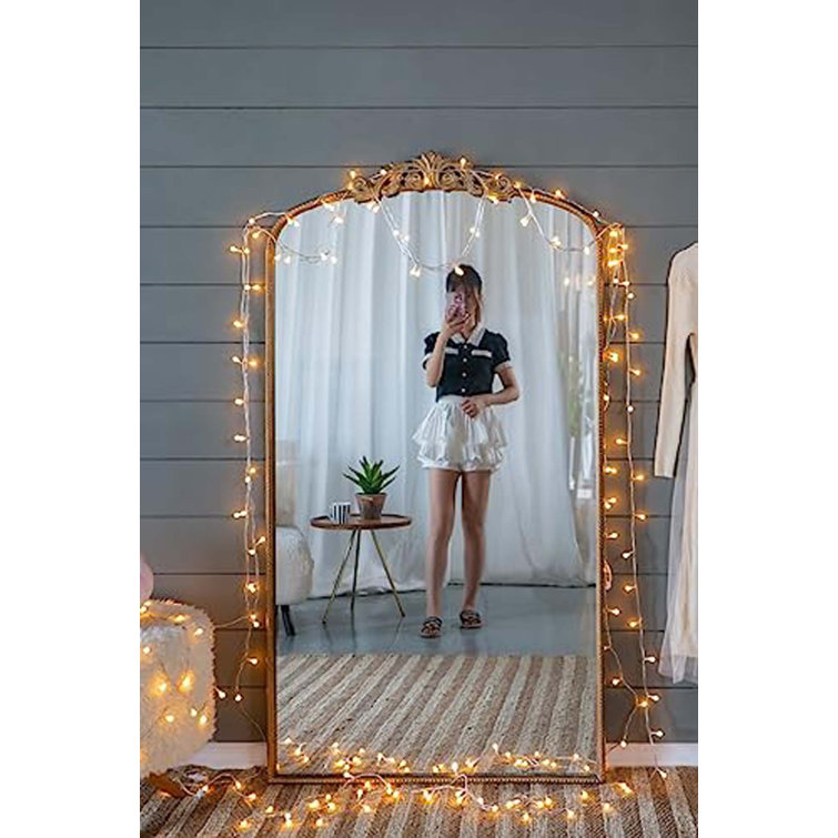 Gold Arch Crowned Top Wood Framed Wall Mirror