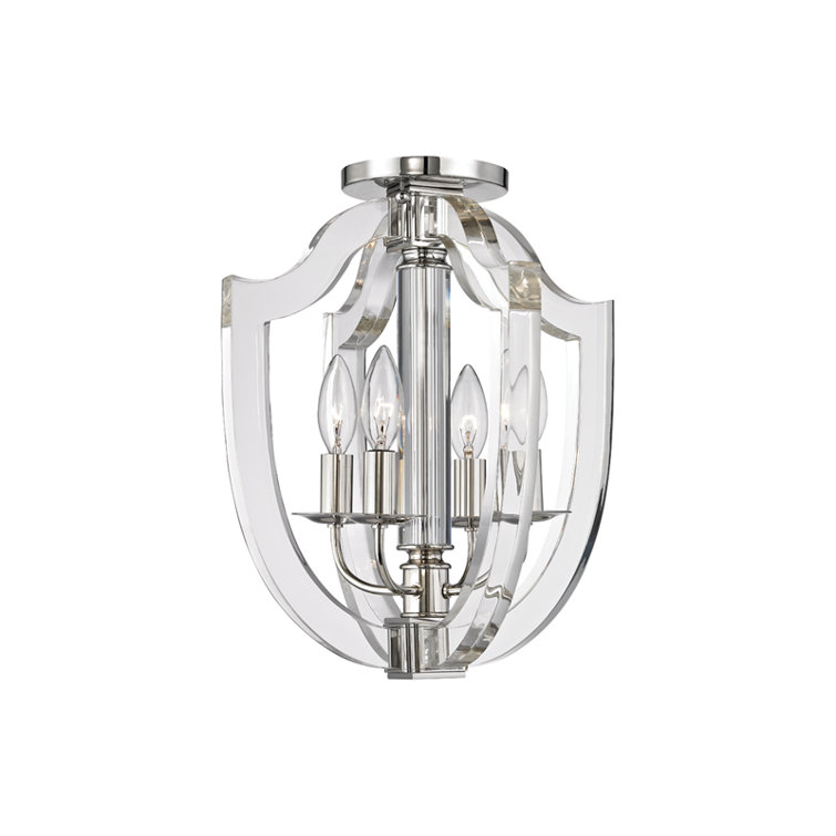 Arietta Contemporary 4-Light Polished Nickel Ceiling Fixture with Clear Acrylic Shade