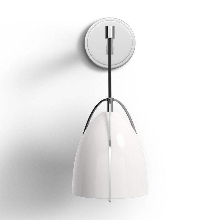Chrome and Matte White Steel Single Bath Sconce