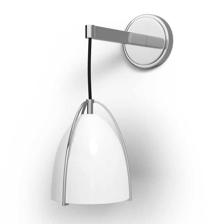 Chrome and Matte White Steel Single Bath Sconce