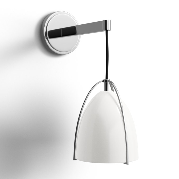 Chrome and Matte White Steel Single Bath Sconce