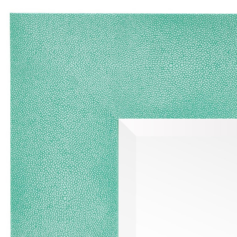 Teal Leather Framed Rectangular Wall Mirror