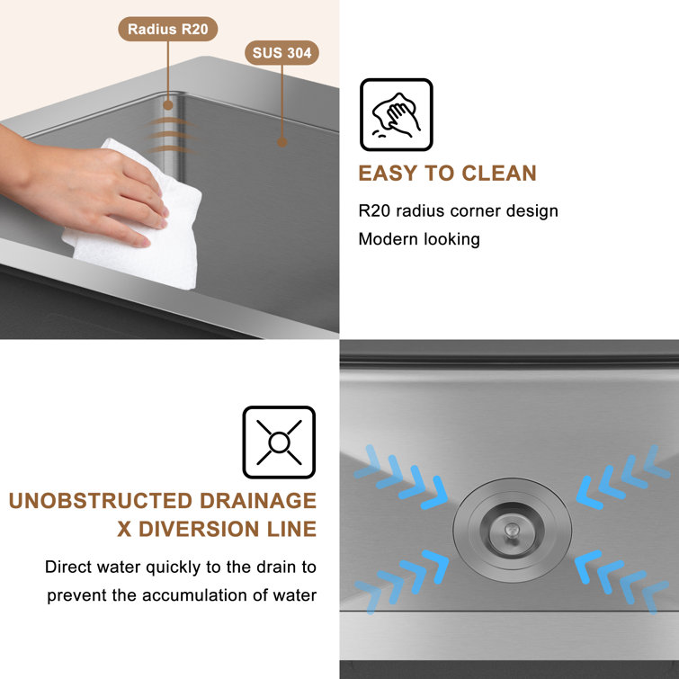 33'' Stainless Steel Drop-In Single Bowl Kitchen Sink