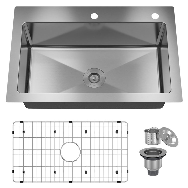 33'' Stainless Steel Drop-In Single Bowl Kitchen Sink