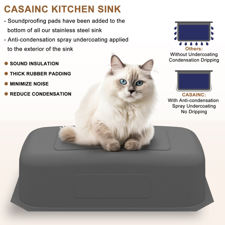 32'' Brushed Stainless Steel Undermount Single Bowl Kitchen Sink
