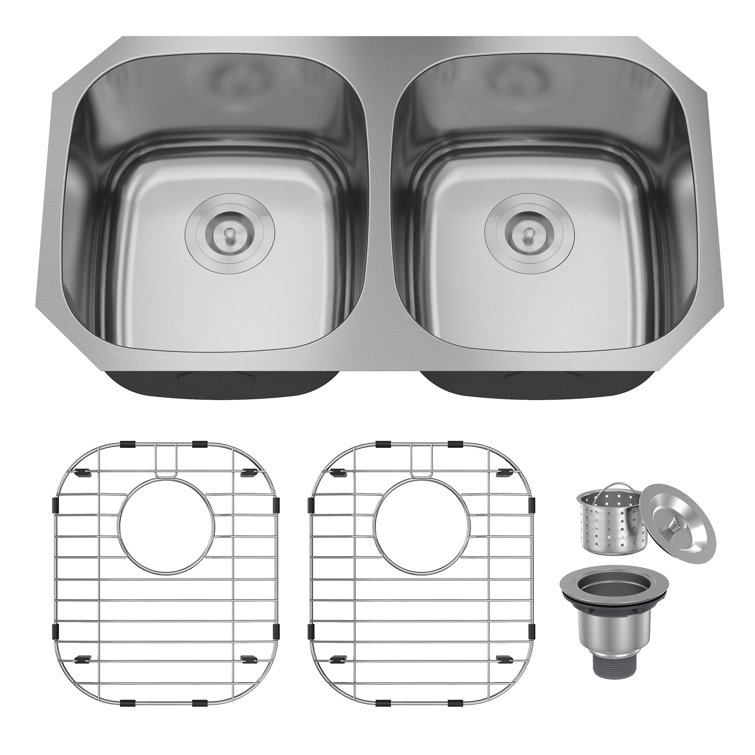 32'' Stainless Steel Double Bowl Undermount Kitchen Sink