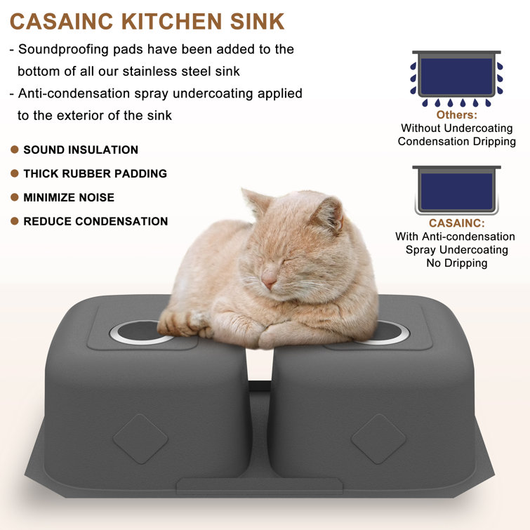 32'' Stainless Steel Double Bowl Undermount Kitchen Sink