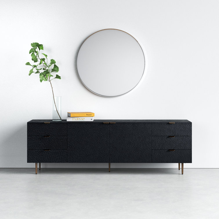 Breu Black Oak and Gold Iron 6-Drawer Sideboard