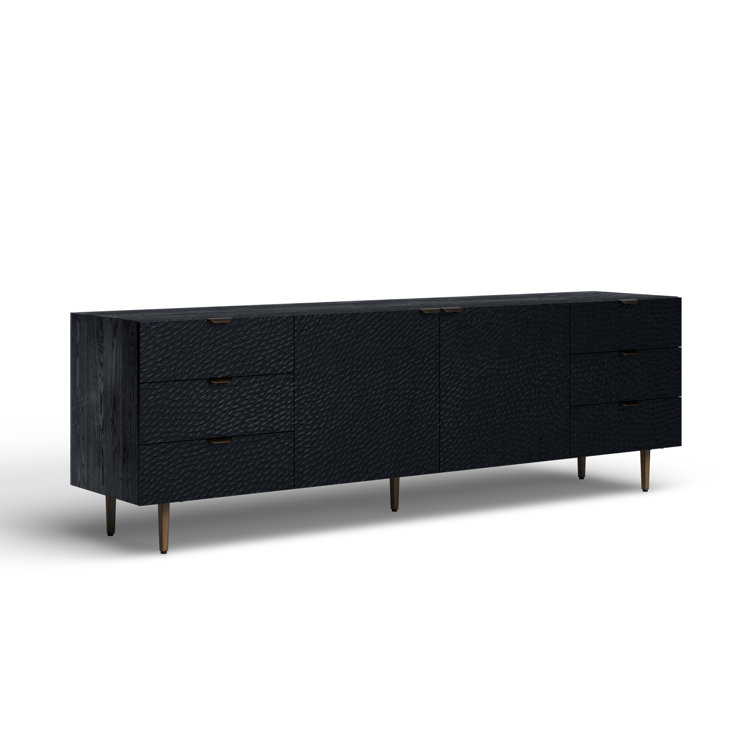 Breu Black Oak and Gold Iron 6-Drawer Sideboard