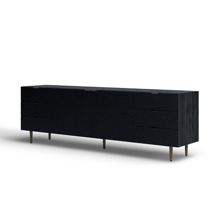 Breu Black Oak and Gold Iron 6-Drawer Sideboard