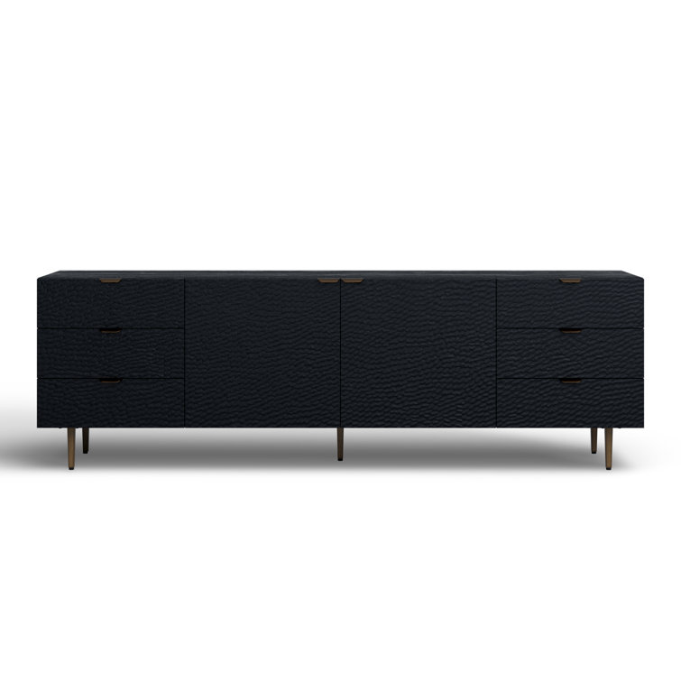 Breu Black Oak and Gold Iron 6-Drawer Sideboard