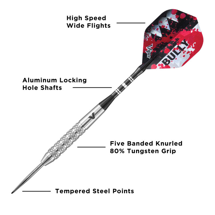 Viper Bully 24 Gram Silver Tungsten Steel Tip Darts Set
