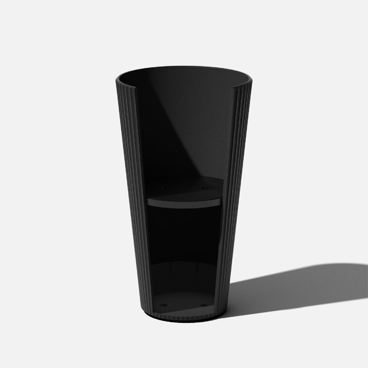 26" Tall Black Concrete-Plastic Composite Planter