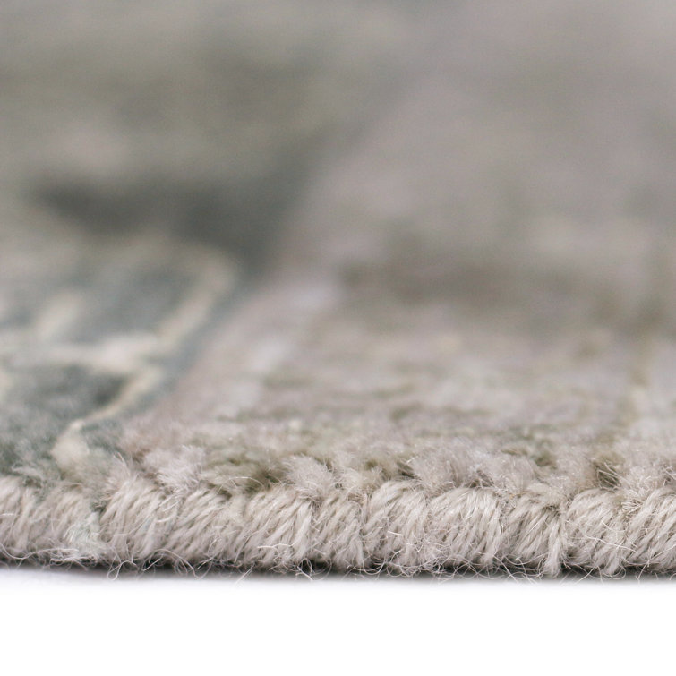 Pearl Hand-Knotted Light Gray Wool and Silk Area Rug