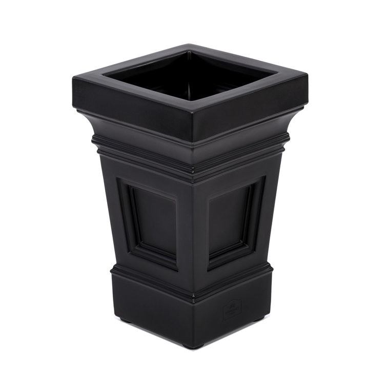 Atherton Onyx Black Self-Watering Square Planter Box, 2-Pack