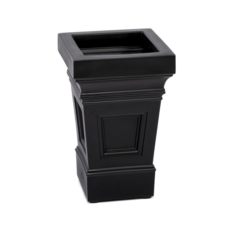 Atherton Onyx Black Self-Watering Square Planter Box, 2-Pack