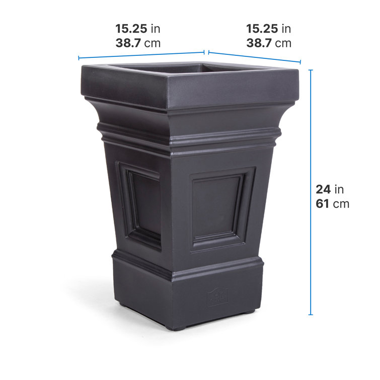 Atherton Onyx Black Self-Watering Square Planter Box, 2-Pack