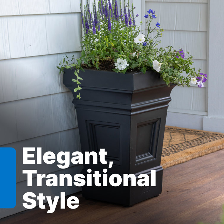 Atherton Onyx Black Self-Watering Square Planter Box, 2-Pack