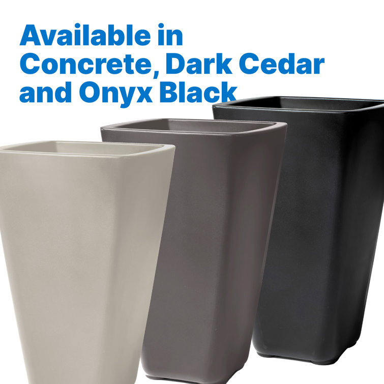 Bridgeview Dark Cedar Square Tapered Self-Watering Planter, 32 Gallon