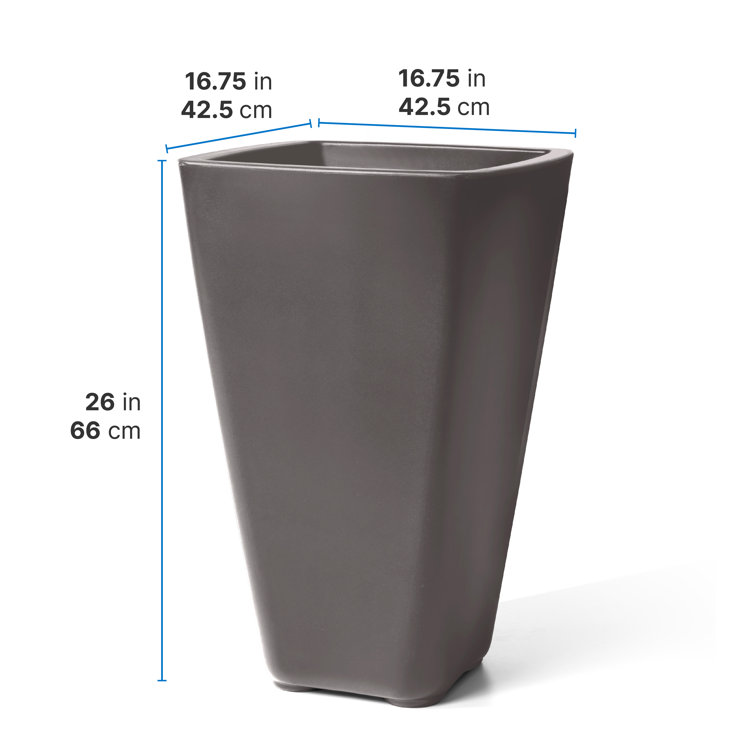 Bridgeview Dark Cedar Square Tapered Self-Watering Planter, 32 Gallon