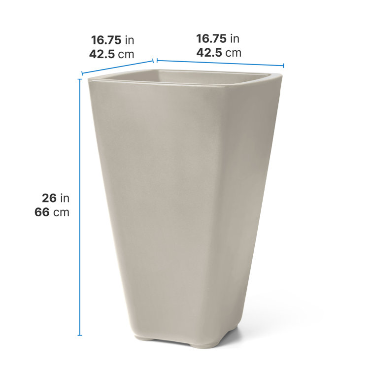 Bridgeview Square Concrete Grey Self-Watering Planter, Set of 2