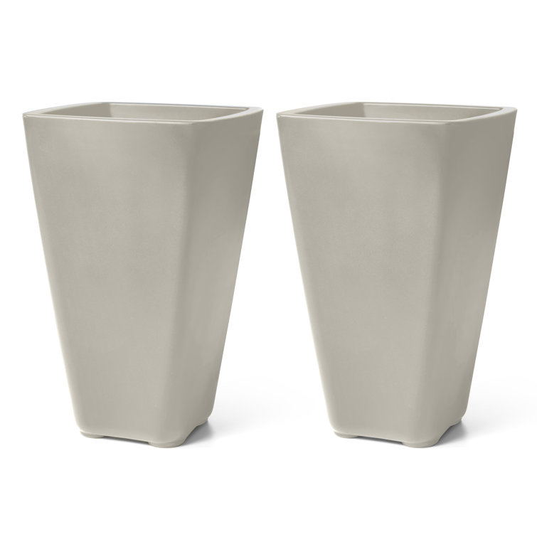 Bridgeview Square Concrete Grey Self-Watering Planter, Set of 2