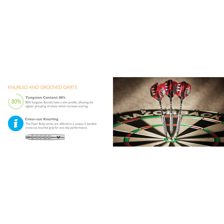 Viper Bully 24 Gram Silver Tungsten Steel Tip Darts Set