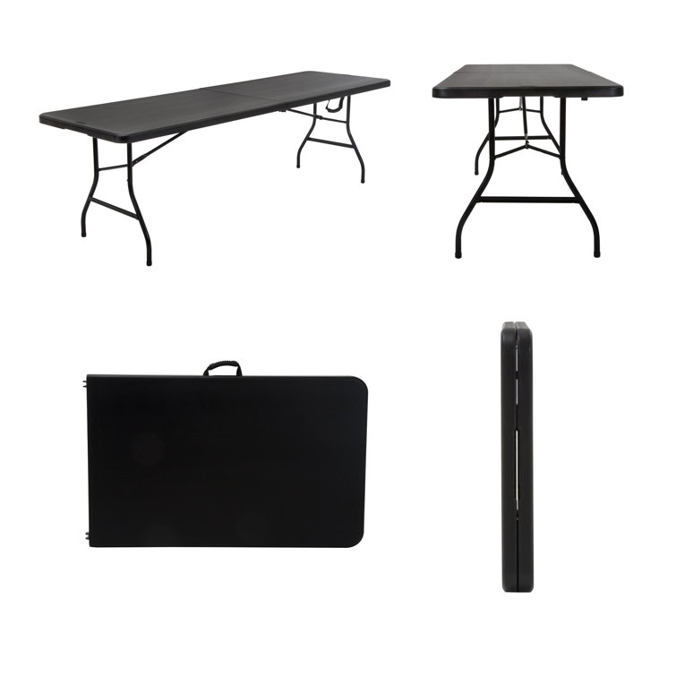Black 8 ft Fold-in-Half Banquet Table with Handle