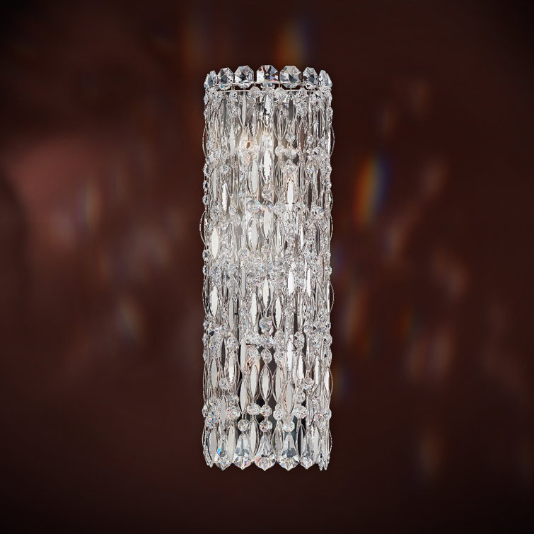 Elegant 4-Light Dimmable Stainless Steel Cylinder Sconce with Clear Crystals