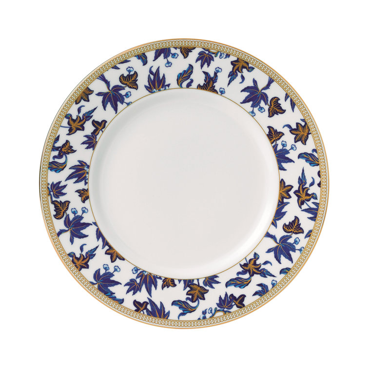 Oriental Blue Porcelain Salad Plate with Gold Trim Embellishment