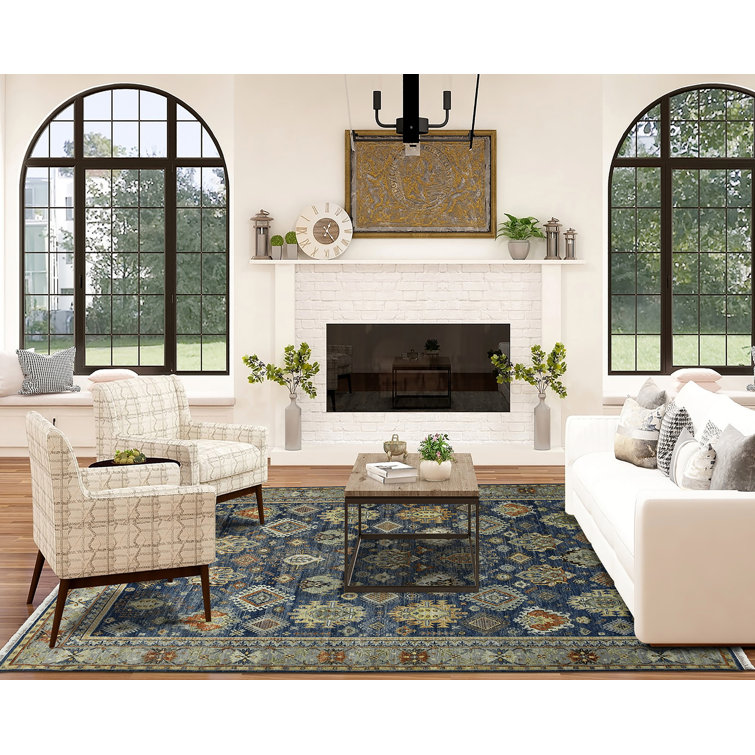 Hand-Knotted Blue Wool Traditional Area Rug 8' x 10'
