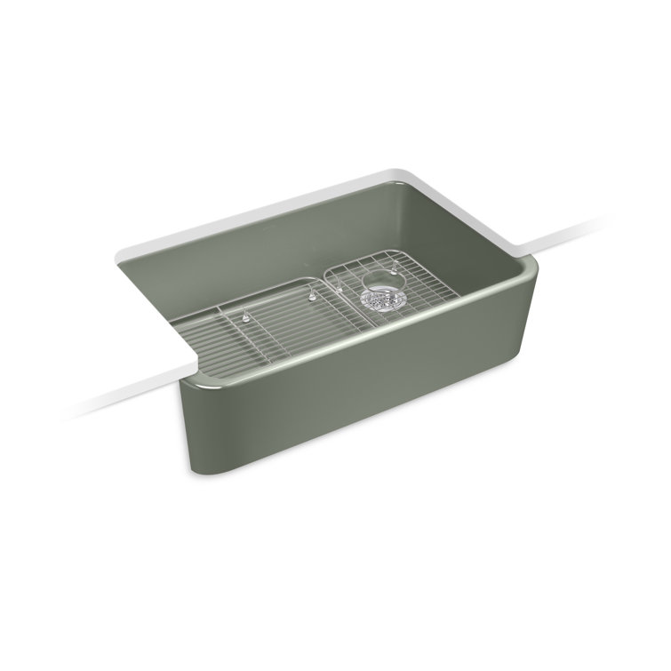 Aspen Green 34" Single-Bowl Farmhouse Cast Iron Kitchen Sink
