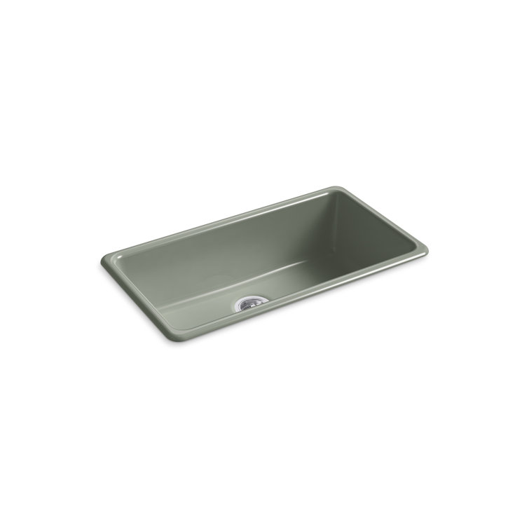 Aspen Green Cast Iron Drop-In Single Bowl Kitchen Sink