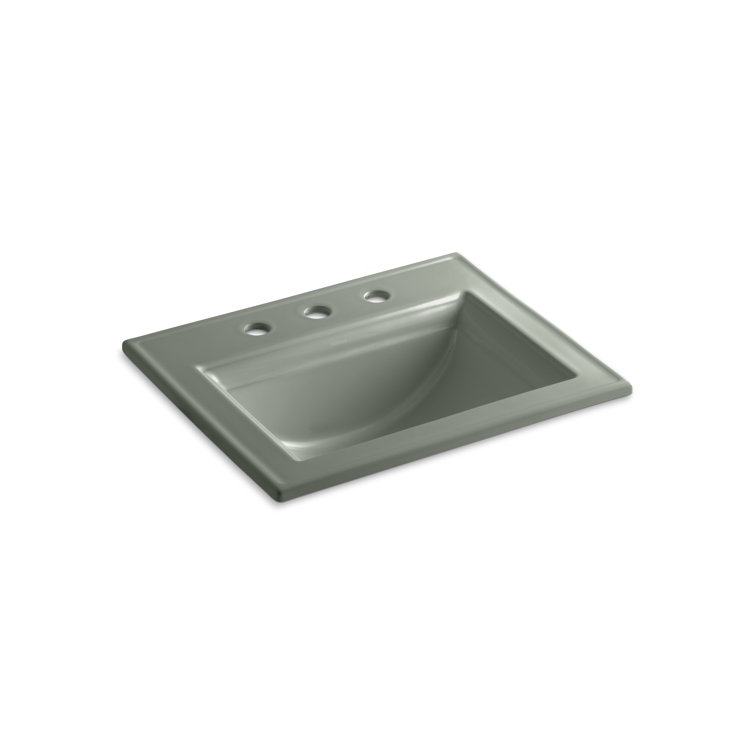 Aspen Green Ceramic Rectangular Drop-In Bathroom Sink