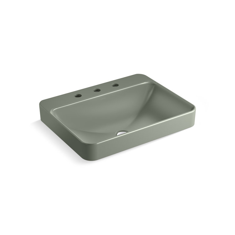 Aspen Green Ceramic Rectangular Vessel Bathroom Sink