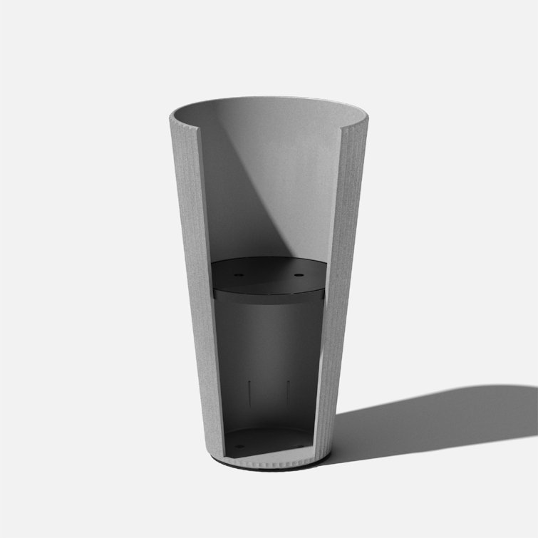 26" Gray Concrete-Plastic Tall Planter for Indoor/Outdoor