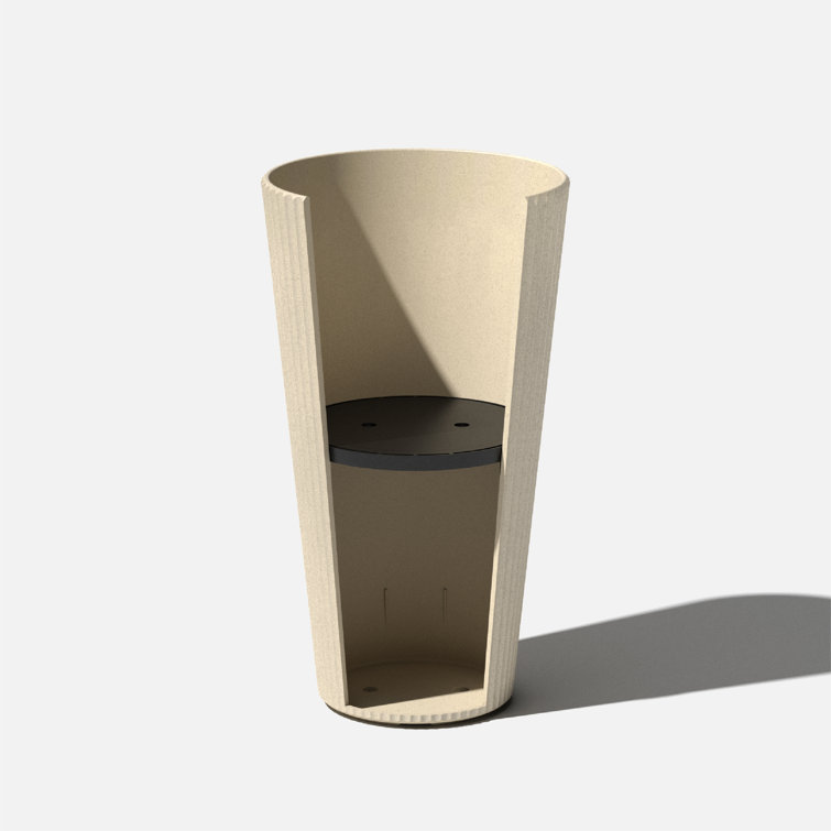 26" Sand Plastic-Stone Tall Planter for Indoor/Outdoor Use