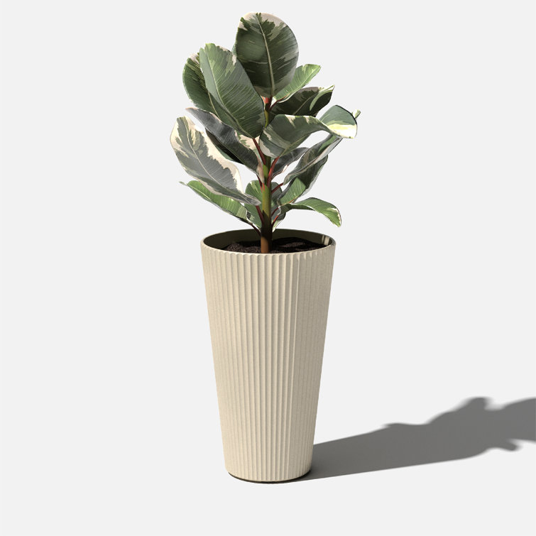 26" Sand Plastic-Stone Tall Planter for Indoor/Outdoor Use