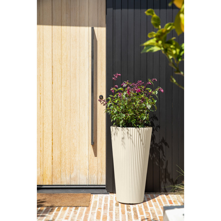 26" Sand Plastic-Stone Tall Planter for Indoor/Outdoor Use