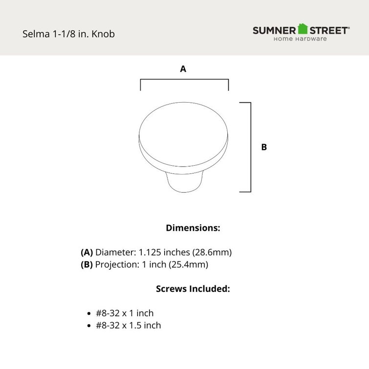 Brushed Copper Round Cabinet Knob with Mounting Hardware