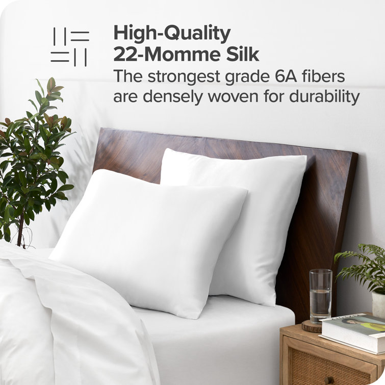 White Standard Mulberry Silk Hypoallergenic Pillowcase
