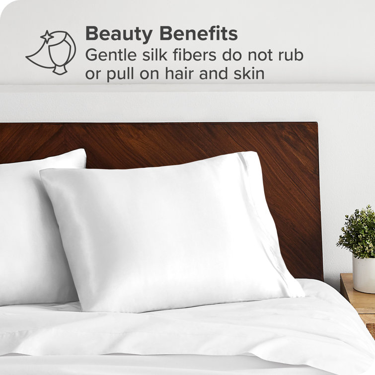 White Standard Mulberry Silk Hypoallergenic Pillowcase