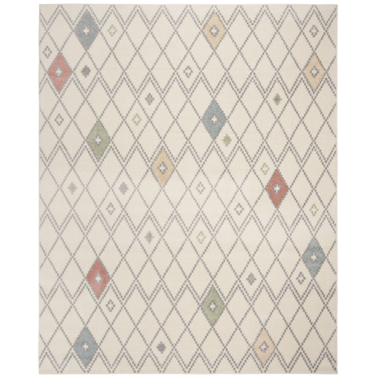 Ivory Multi 8' x 10' Synthetic Reversible Area Rug